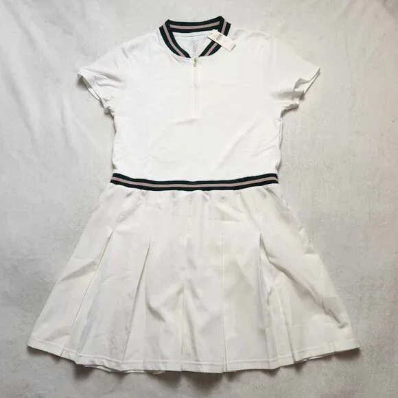 New women's XL Varley x Anthropologie Nora tennis court white pleated mini dress - Picture 14 of 14